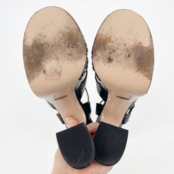 Gucci Janaya Black Leather Studded GG Platform Ankle Strap High Heel Sandals 39 - Picture 11 of 12